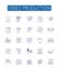 Video production line icons signs set. Design collection of Cinematography, Filming, Editing, Animating, Directing