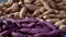 Video purple and yellow yams pile in market