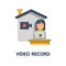 Video record  flat icon style design illustration on white background