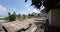 Video of a ruin of a luxury hotel on a tropical beach after destruction by a hurricane