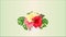 Video seamless loop animation of illustration bouquet with tropical flowers floral arrangement, with red pink and yellow hibiscu