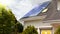 Video, solar panels on the roof of a modern house. Positive climate. Animation