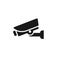 Video surveillance camera black vector icon.