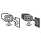 Video surveillance camera line and solid icon, smart home symbol, Outdoor security camera vector sign on white