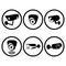 Video surveillance security cameras graphic pictograms set isolated vector illustration.Private protection safety, surveillance