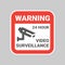 Video surveillance warning vector sticker