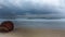 Video time lapse early morning on beach of raging sea in cloudy stormy weather