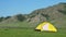 Video of tourist camping tent in Altai mountains