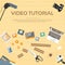 Video Tutorial Editor Desk Working Place Vector