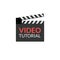 Video tutorial lesson flat icon. Watch video tutorial training media online icon