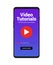 Video tutorial webinar icon on mobile phone. Training tutorial streaming content