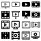 Video vector icon set. Play illustration sign collection. Audio symbol. Clip logo.