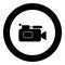 Videocamera icon black color in circle