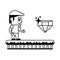 Videogame characters and elements cartoons in black and white