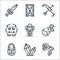 videogame elements line icons. linear set. quality vector line set such as enemy, diamond, locked, flask, flower, enemy, arrow,