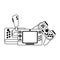 Videogame gamepads and console in black and white