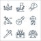 Videogame line icons. linear set. quality vector line set such as final boss, ammo, hoe, airdrop, potion, nerf, fighting game,