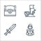 Videogame line icons. linear set. quality vector line set such as gamer, sword, adventure game