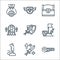 Videogame line icons. linear set. quality vector line set such as health bar, buff, joystick, adventure game, sword, dungeon,