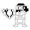 Videogame pixelated character with diamond