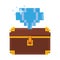 Videogame pixelated chest with diamond