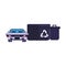 Videogame pixelated scenery car and trash cans blue lines