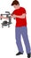 Videographer with handheld steadycam illustration