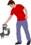 Videographer with handheld steadycam illustration