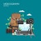 Videographer services vector flat style design illustration