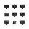 Videography black glyph icons set on white space