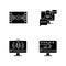 Videography black glyph icons set on white space