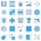 Videos Games and Gaming blue icons. Game creative symbols