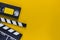 Videotape with clapperboard. High quality and resolution beautiful photo concept
