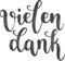 `Vielen dank` hand drawn vector lettering in German, in English means `Thanks a lot`.