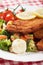 Viener schnitzel, breaded steak with healthy vegetables