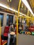 Vienna. 4 may 2020. Subway passengers wearing a medical mask a