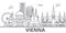 Vienna architecture line skyline illustration. Linear vector cityscape with famous landmarks, city sights, design icons