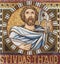 VIENNA, AUSTIRA - OCTOBER 22, 2020: The detail of apostle St. Jude Thaddeus from mosaic of Immaculate Conception.