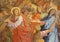 VIENNA, AUSTIRA - OCTOBER 22, 2020: The detail of fresco Veronica wipes the face of Jesus as part of Cross way station