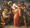 VIENNA, AUSTIRA - OCTOBER 22, 2020: The painting Jesus clothes are taken away in church St. Johann der Evangelist by Karl Geiger.