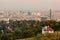 Vienna, Austria,10/08/2013 , view from the Kahlenberg mountain to the city center with a house in the foreground. Part of the