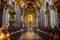 Vienna, Austria - 19.08.2018: Interier of Jesuit Church or University Church on Ignaz Seipel Platz in Vienna