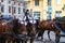 VIENNA, AUSTRIA - APRIL 26, 2019: Horse drawn carriages on city