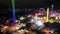 Vienna, Austria - August 20, 2022: Night aerial view of Prater park