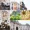 VIENNA, AUSTRIA . Collage. Vienna State Theater Burgtheater, Austria, Neue Burg, a new castle of the Hofburg Palace, Museum in Hel