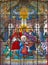 VIENNA, AUSTRIA - DECEMBER 19, 2016: The Coronation of Virgin Mary on the stained glass of church Mariahilfer Kirche