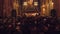 VIENNA, AUSTRIA - DECEMBER, 24 Christmas mass in Saint Stephen`s Cathedral. 4K overhead shot