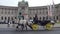 VIENNA, AUSTRIA - DECEMBER, 24 Retro horse-drawn carriage against Austrian National Library on Heldenplatz. Popular