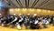 Vienna, Austria - July 18, 2019 People attending to an European scientific conference talk in time lapse