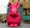 Vienna. Austria. March 4, 2019. The famous sculpture of a huge pink Easter bunny near the Vienna Opera